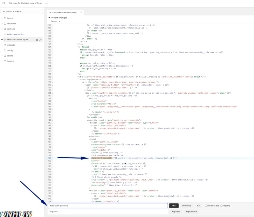 Edit main cart items for quantity control